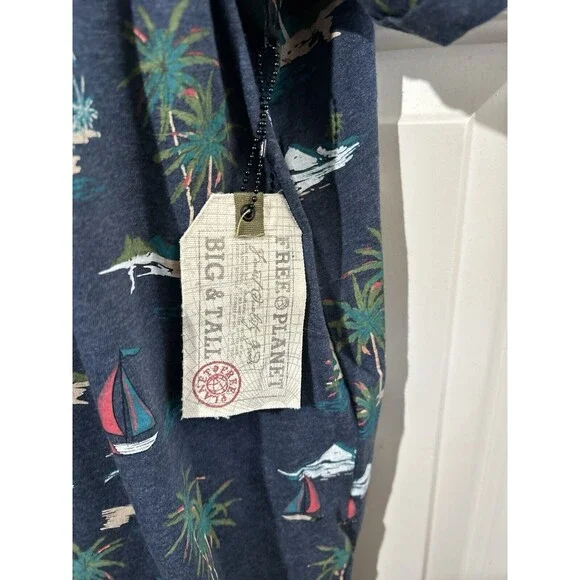 Free Planet Big & Tall Hawaiian Hula Girl T Shirt Mens 4X Vacation Beach New - Picture 3 of 7